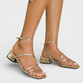 Sandalias de Tacón Grueso con Tiras Cruzadas para Mujer