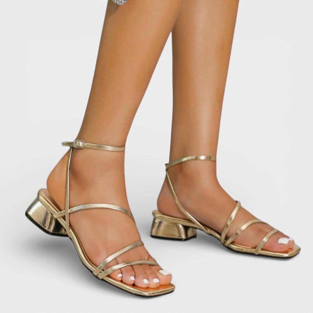 Sandalias de Tacón Grueso con Tiras Cruzadas para Mujer