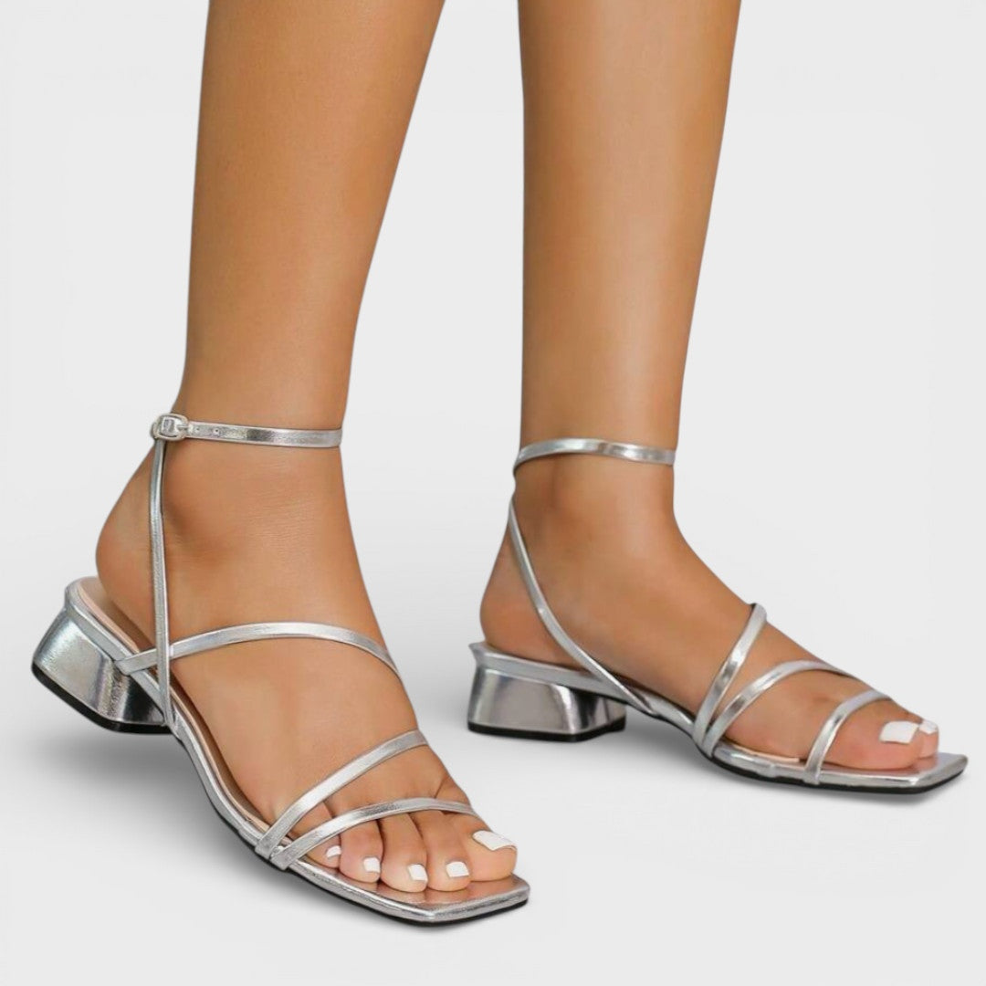 Sandalias de Tacón Grueso con Tiras Cruzadas para Mujer