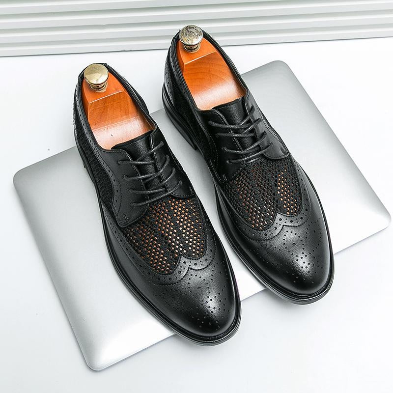 Gonzalo | Blucher de Cuero Brogue de Malla Transpirable para Hombre
