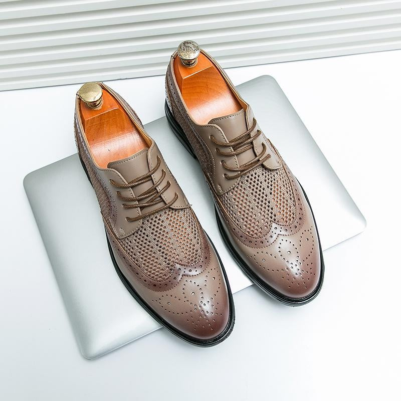Gonzalo | Blucher de Cuero Brogue de Malla Transpirable para Hombre