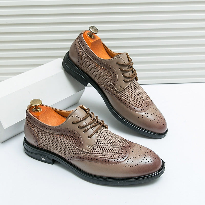 Gonzalo | Blucher de Cuero Brogue de Malla Transpirable para Hombre