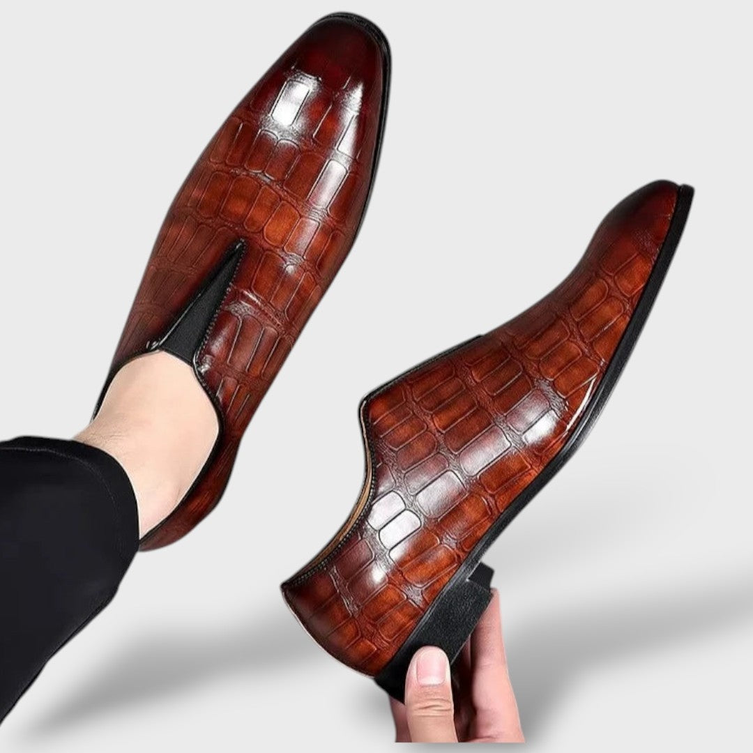 Gonzalo | Mocasines de Cuero Textura Cocodrilo Slip-On para Hombre