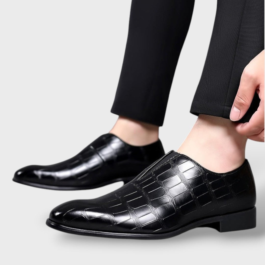 Gonzalo | Mocasines de Cuero Textura Cocodrilo Slip-On para Hombre