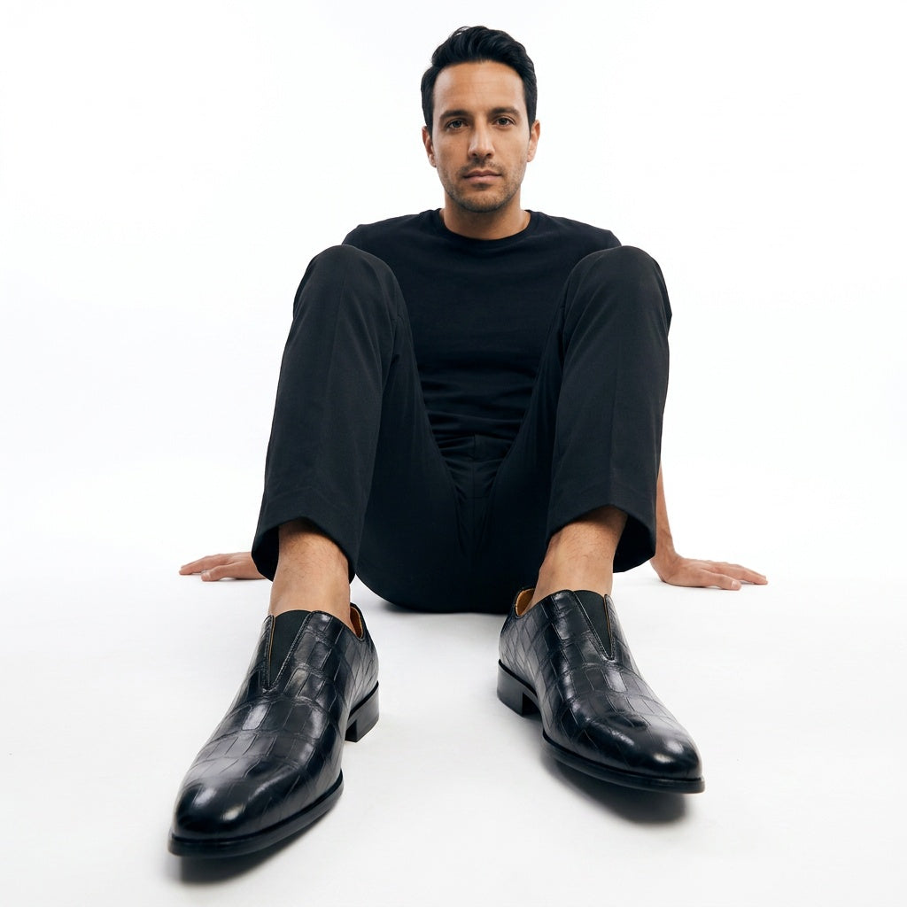 Gonzalo | Mocasines de Cuero Textura Cocodrilo Slip-On para Hombre