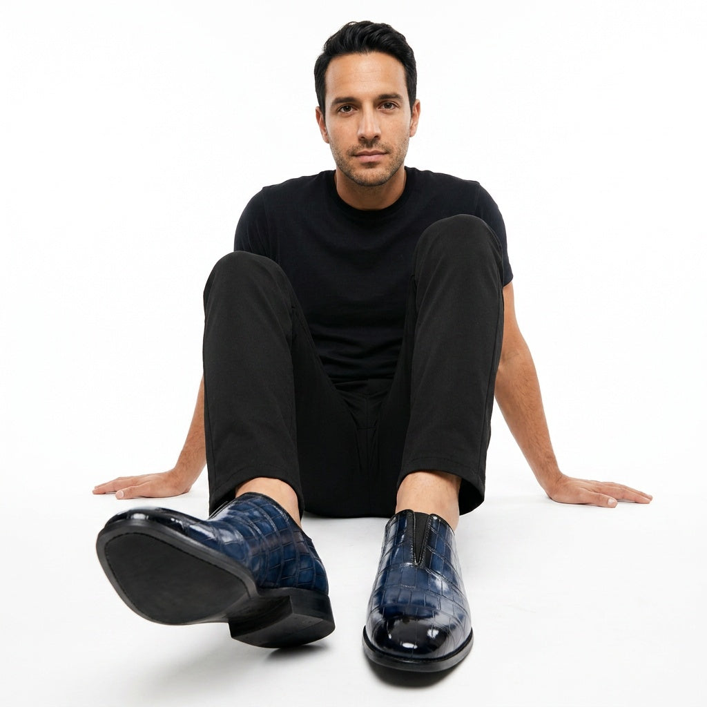 Gonzalo | Mocasines de Cuero Textura Cocodrilo Slip-On para Hombre