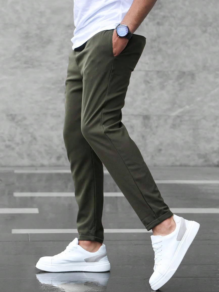 Pantalón Chino Slim Fit Cintura Elástica con Cordón para Hombre