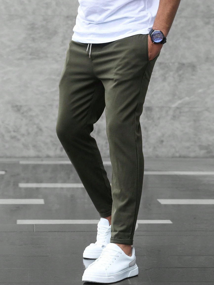 Pantalón Chino Slim Fit Cintura Elástica con Cordón para Hombre
