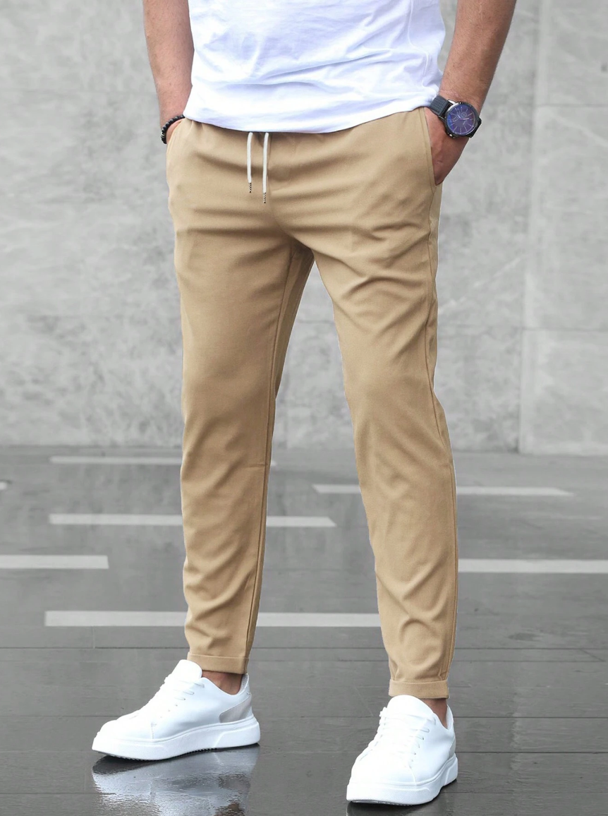 Pantalón Chino Slim Fit Cintura Elástica con Cordón para Hombre