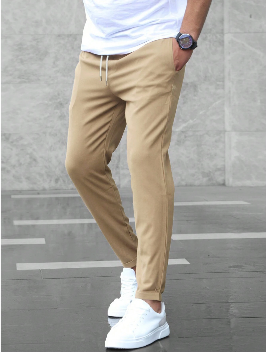 Pantalón Chino Slim Fit Cintura Elástica con Cordón para Hombre