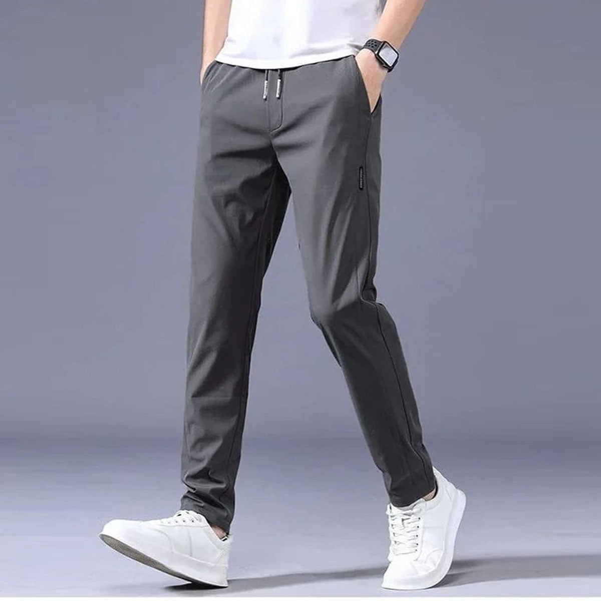 Pantalón Deportivo Cintura Elástica Corte Recto para Hombre