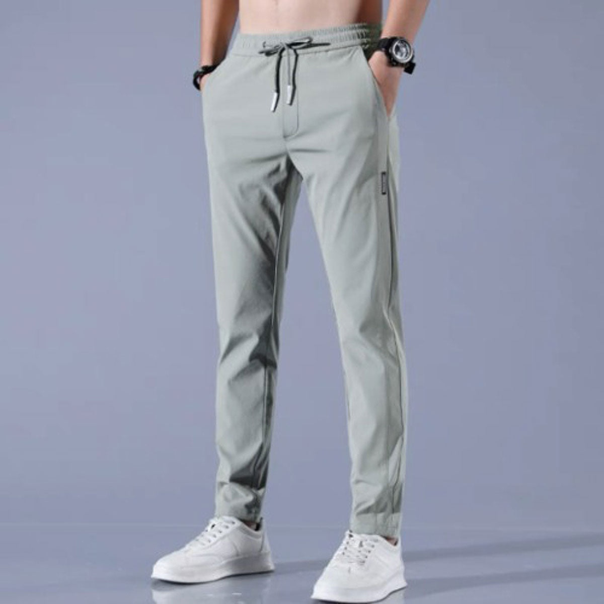 Pantalón Deportivo Cintura Elástica Corte Recto para Hombre