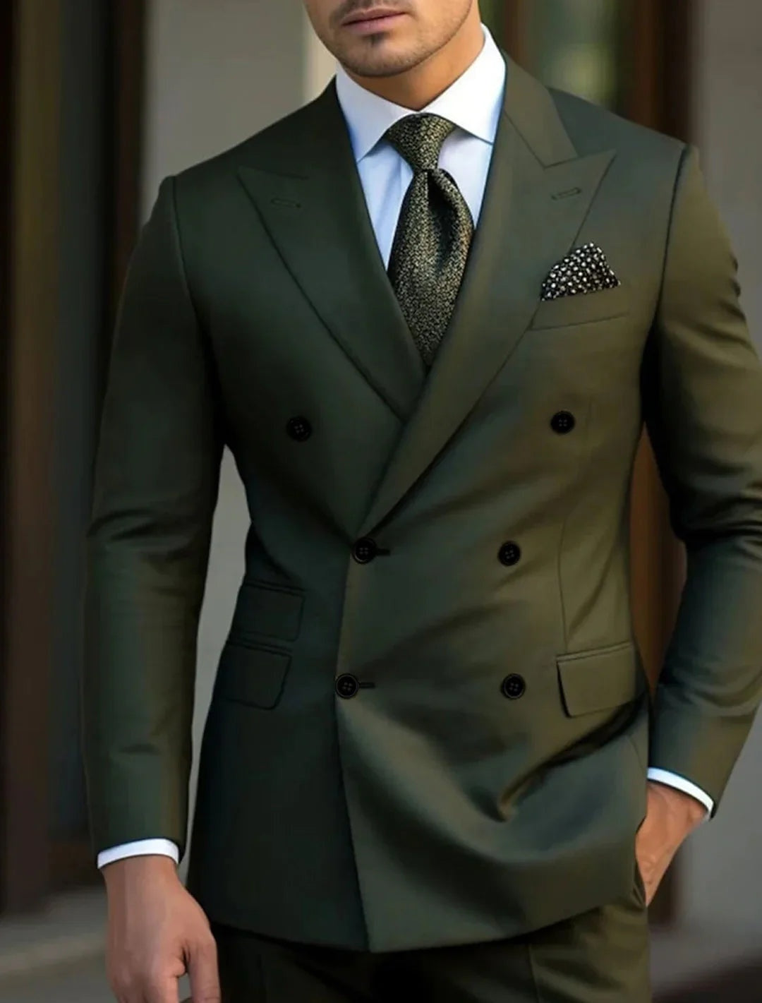 Traje Cruzado Gonzalo para Hombre – Doble Botonadura y Solapa de Pico