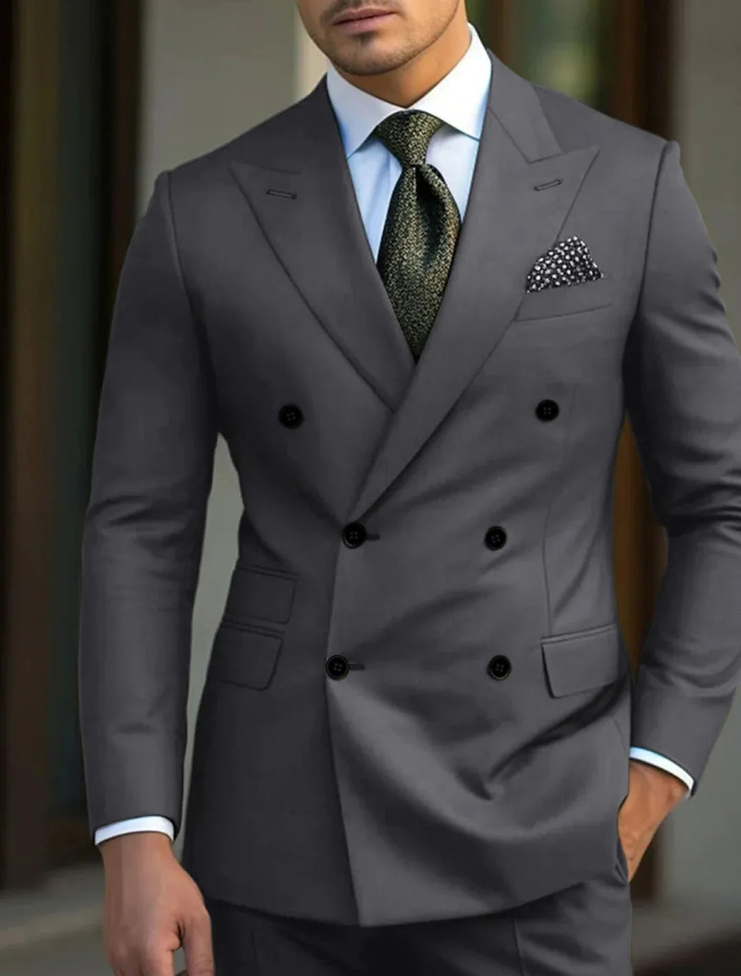 Traje Cruzado Gonzalo para Hombre – Doble Botonadura y Solapa de Pico