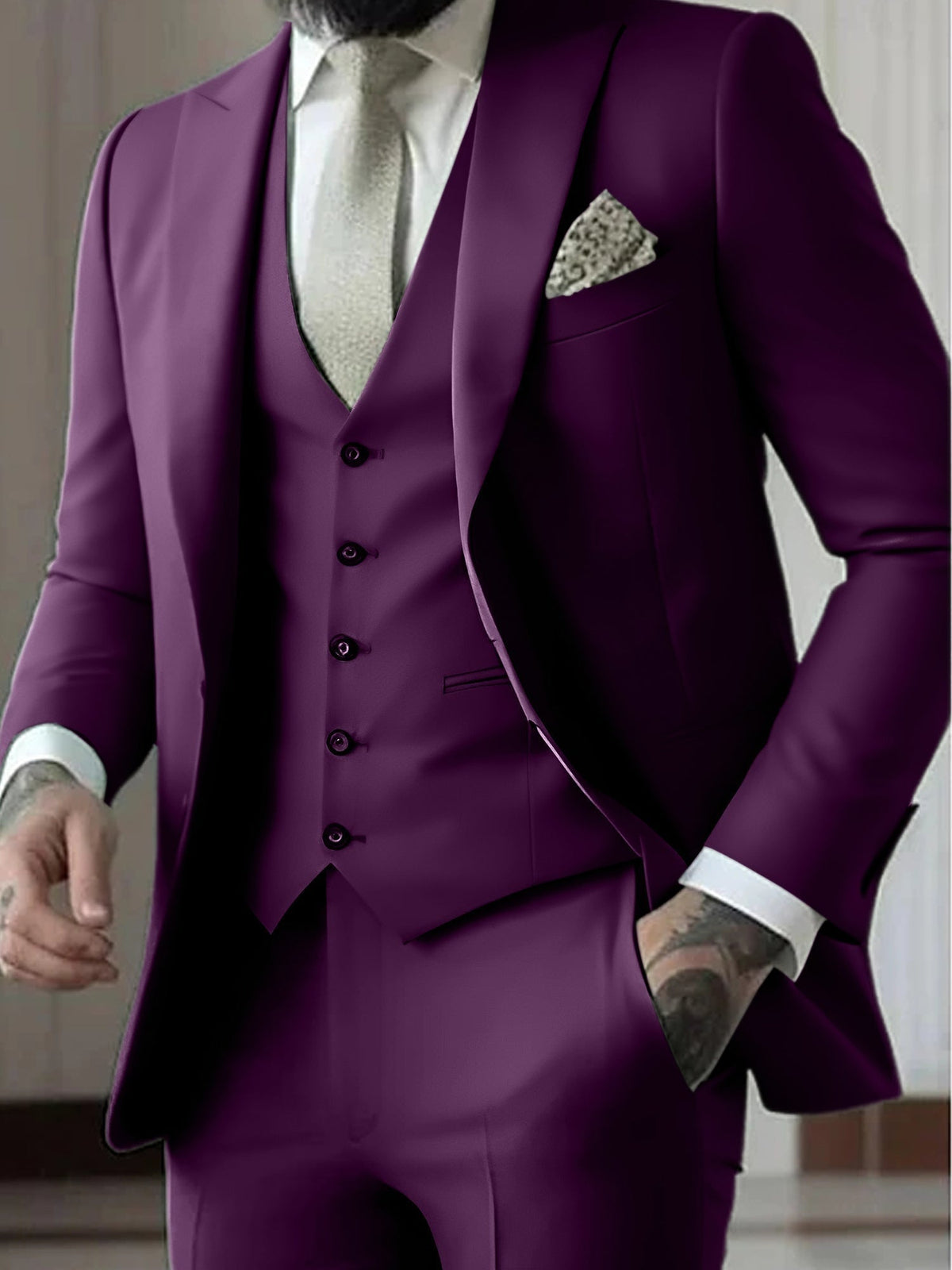 Traje Gonzalo de Tres Piezas para Hombre – Slim Fit con Chaleco a Juego