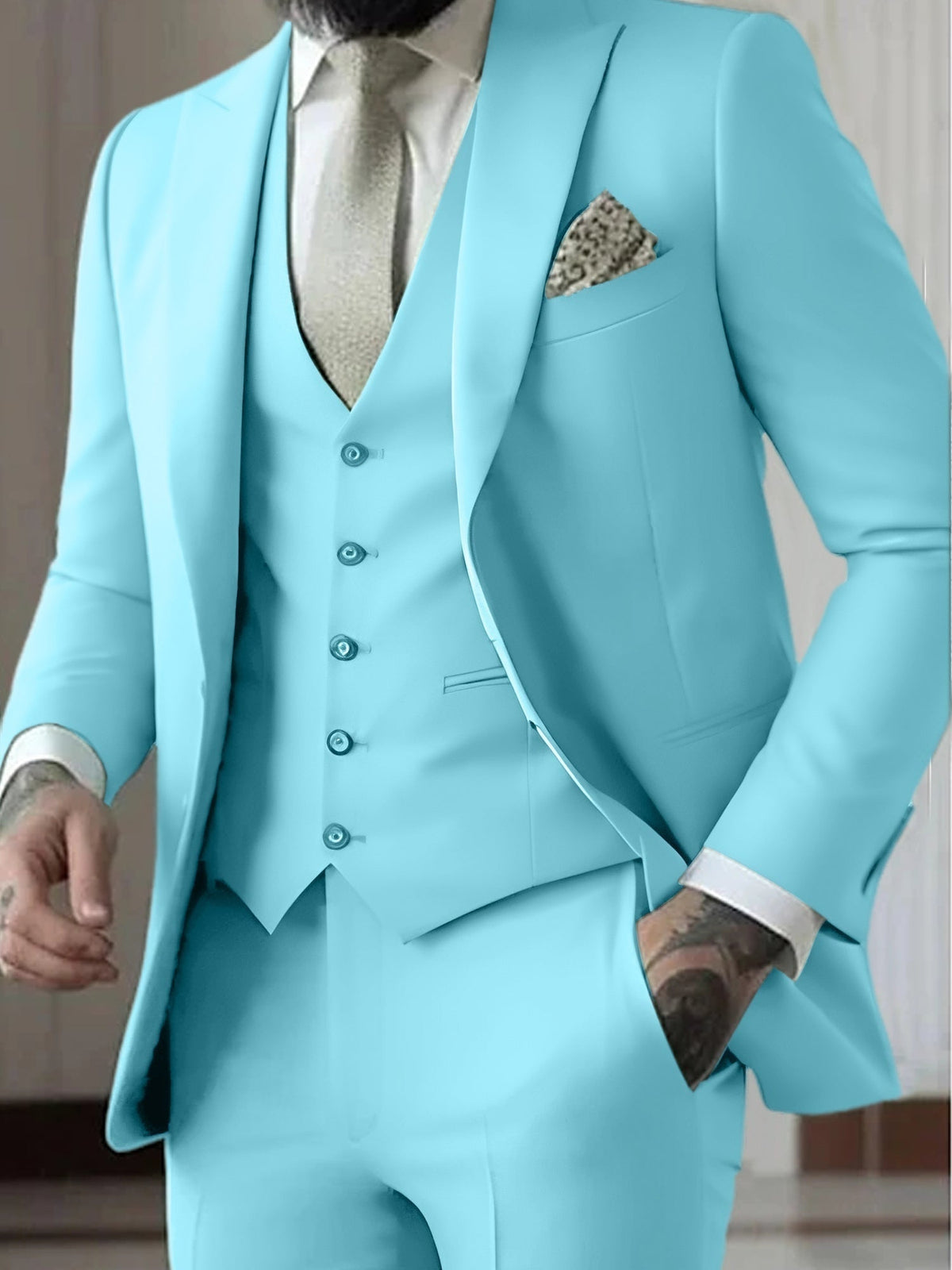 Traje Gonzalo de Tres Piezas para Hombre – Slim Fit con Chaleco a Juego