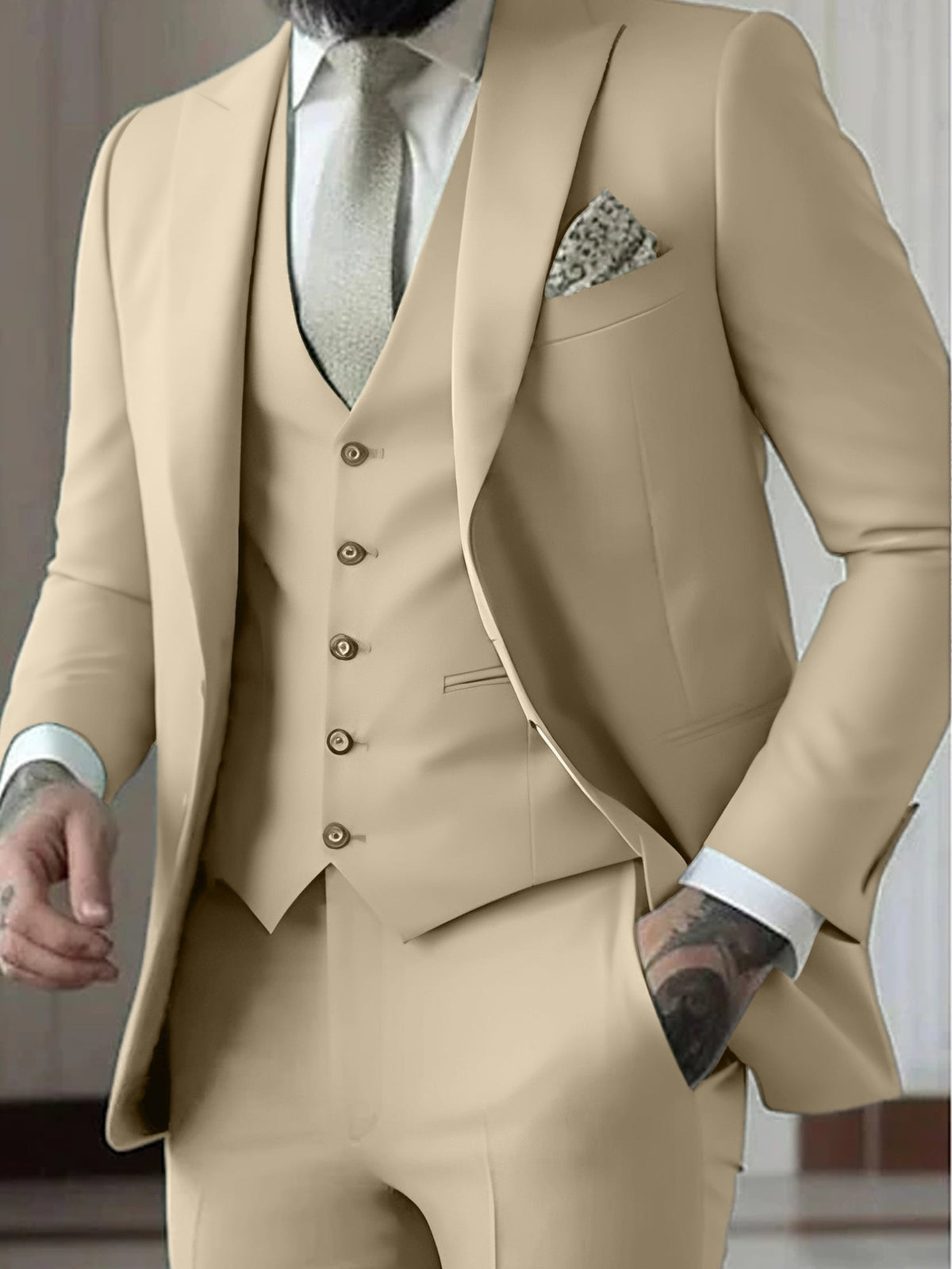 Traje Gonzalo de Tres Piezas para Hombre – Slim Fit con Chaleco a Juego