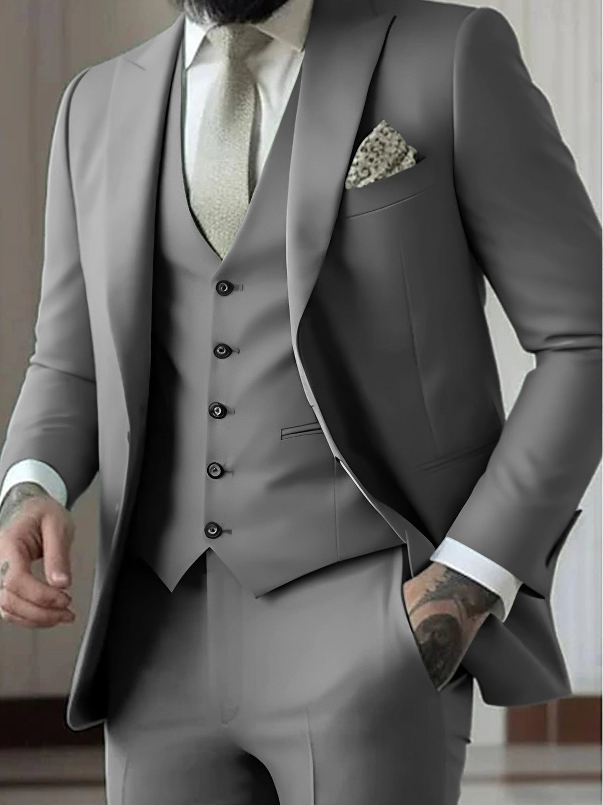 Traje Gonzalo de Tres Piezas para Hombre – Slim Fit con Chaleco a Juego
