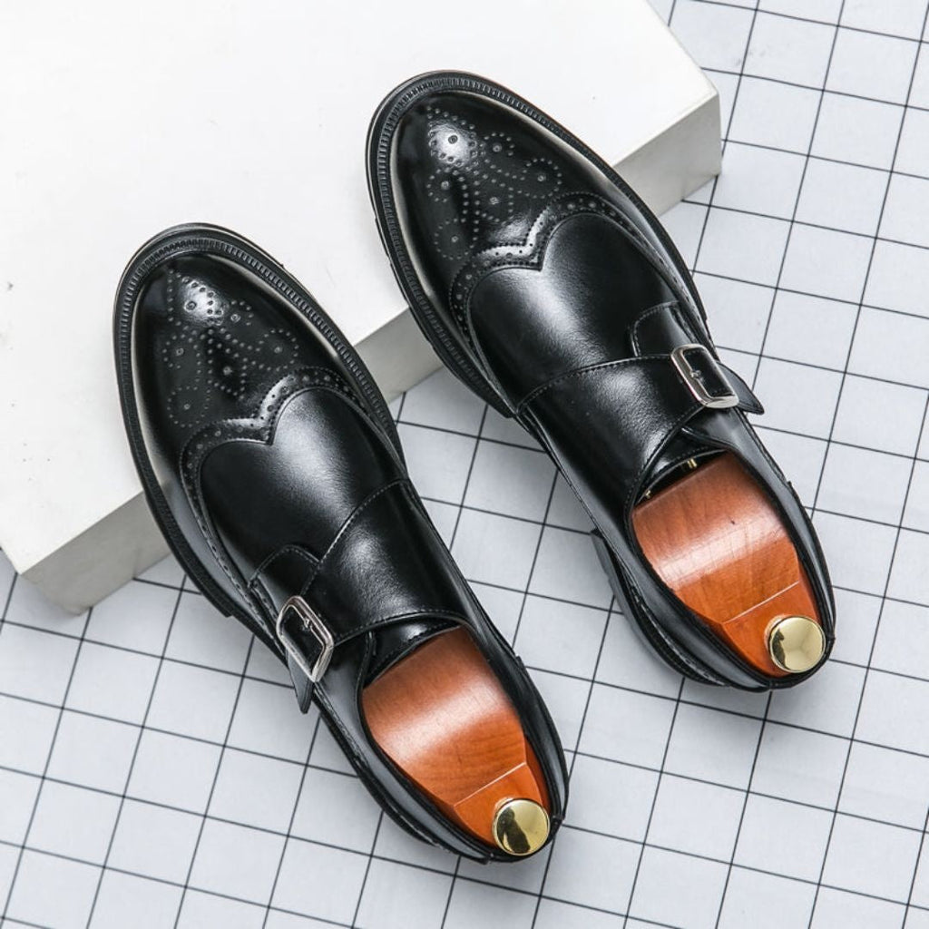 Gonzalo | Zapatos de Vestir Monk Strap Brogue de Piel con Hebilla para Hombre