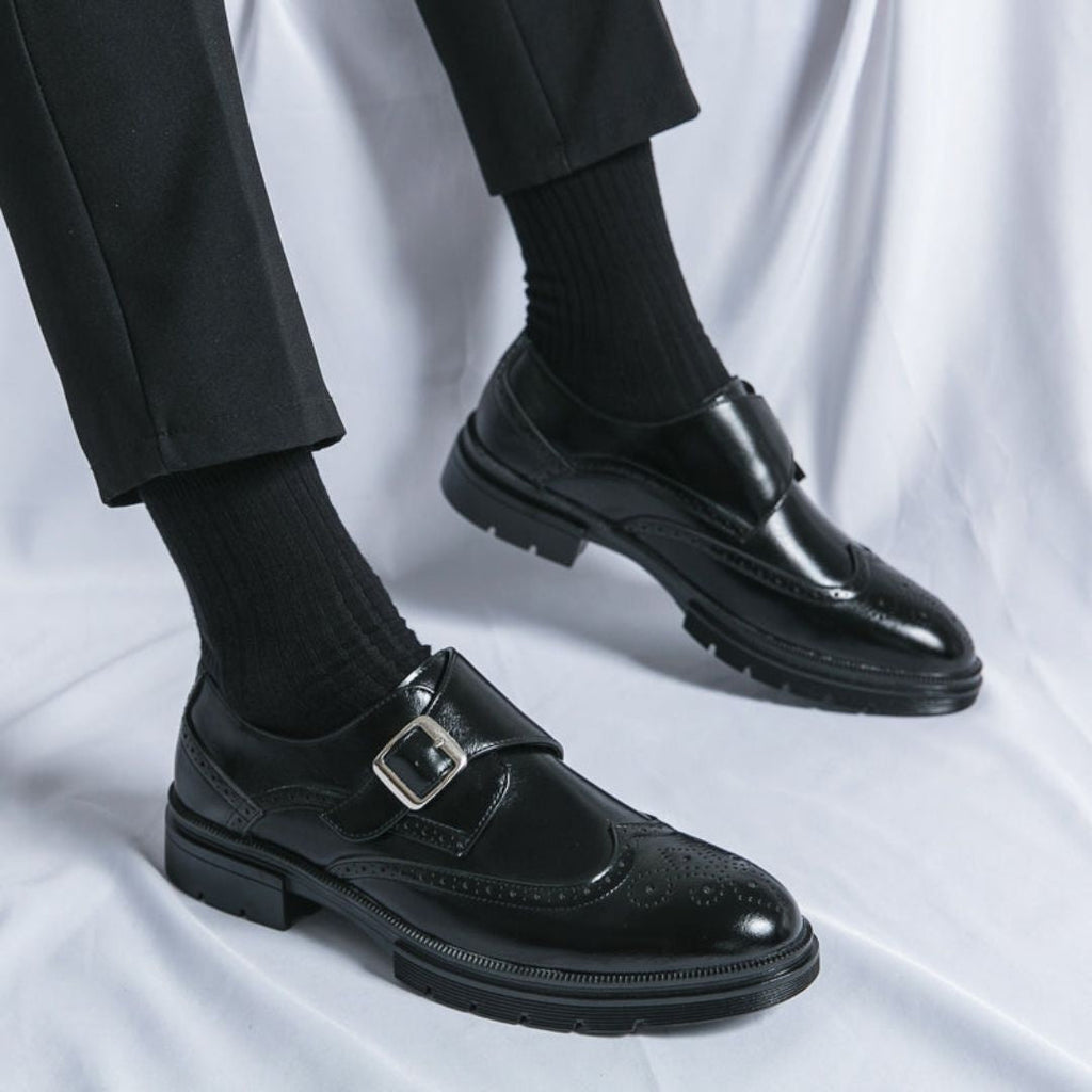 Gonzalo | Zapatos de Vestir Monk Strap Brogue de Piel con Hebilla para Hombre