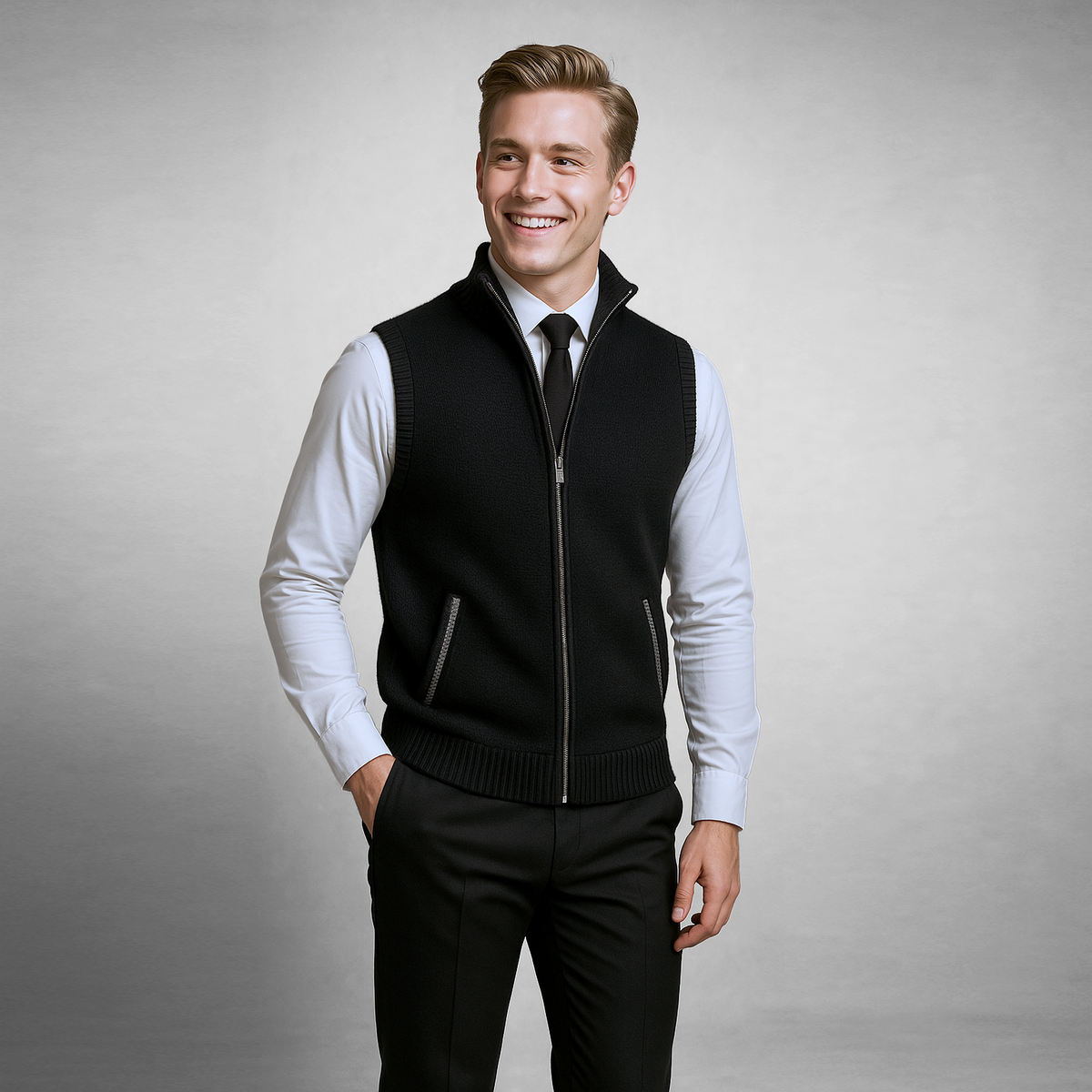 Gael | Chaleco de Punto Hombre Cremallera Cuello Alto