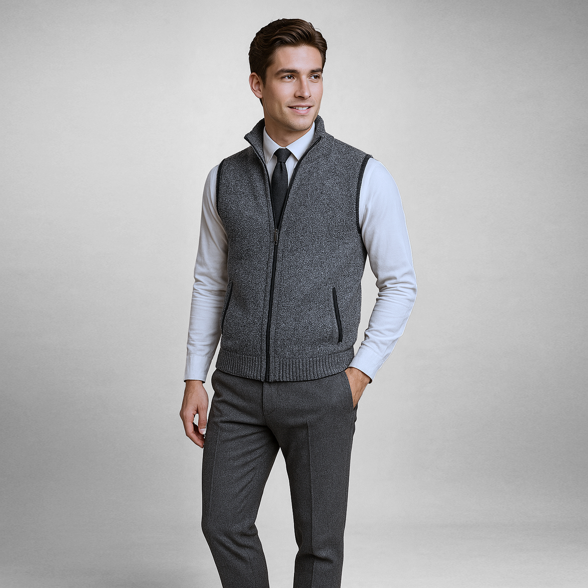 Gael | Chaleco de Punto Hombre Cremallera Cuello Alto