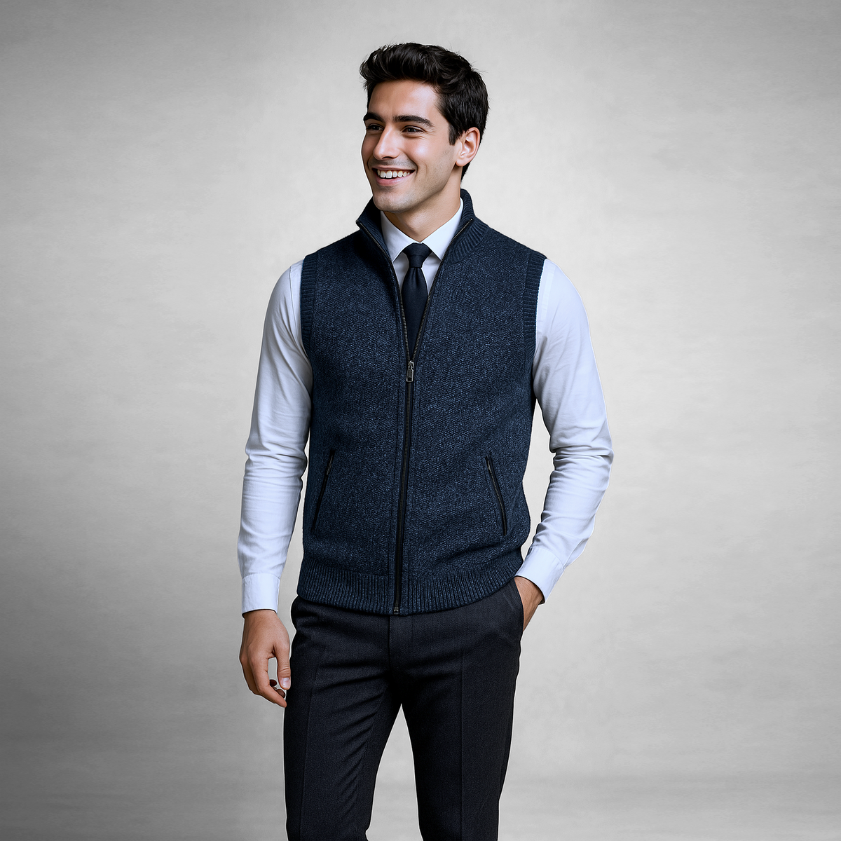 Gael | Chaleco de Punto Hombre Cremallera Cuello Alto