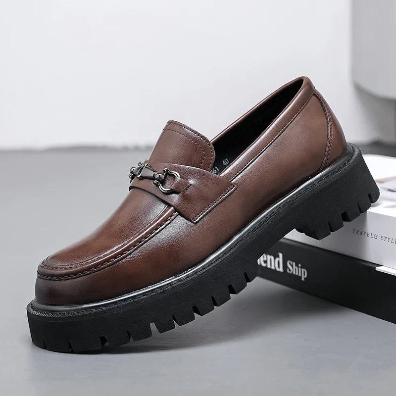Guillermo | Mocasines de Cuero con Plataforma y Hebilla Metálica para Hombre