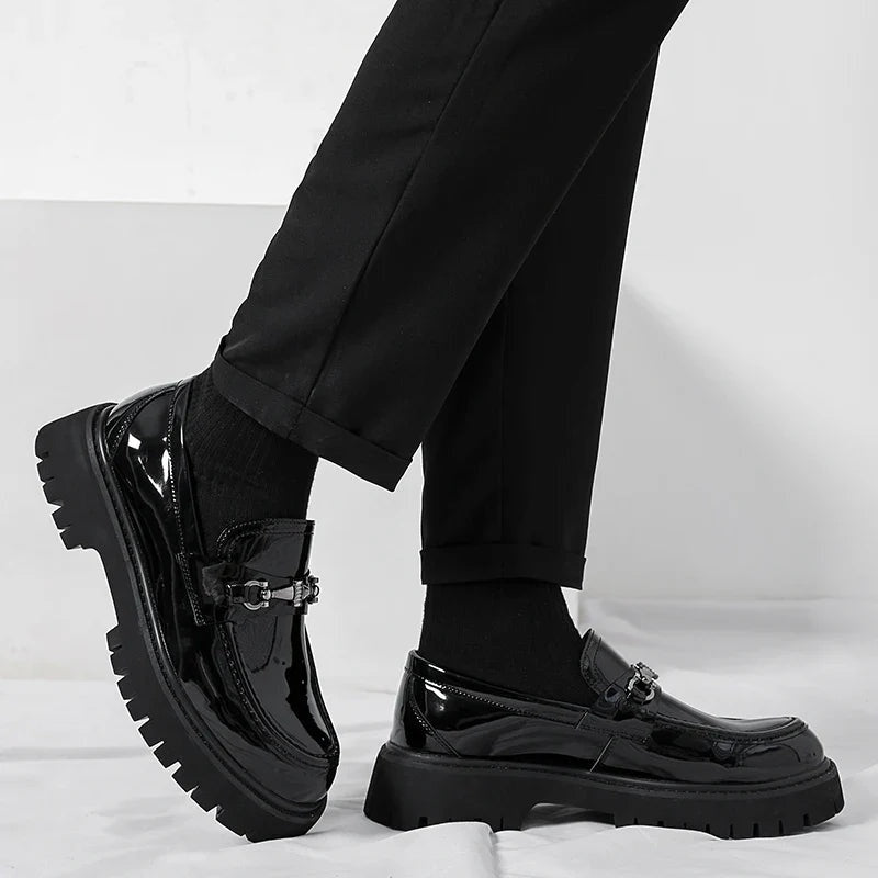 Guillermo | Mocasines de Cuero con Plataforma y Hebilla Metálica para Hombre