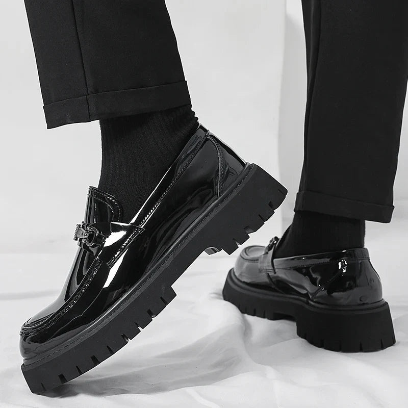 Guillermo | Mocasines de Cuero con Plataforma y Hebilla Metálica para Hombre