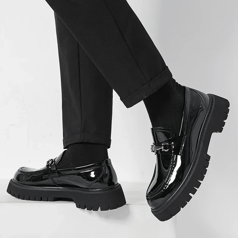Guillermo | Mocasines de Cuero con Plataforma y Hebilla Metálica para Hombre