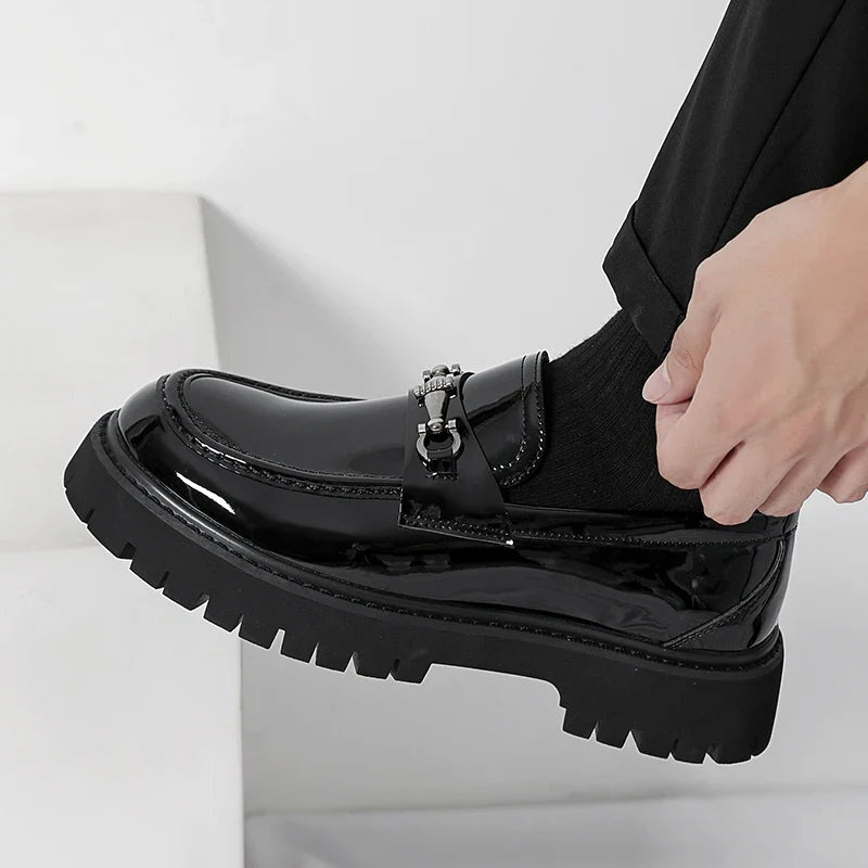 Guillermo | Mocasines de Cuero con Plataforma y Hebilla Metálica para Hombre