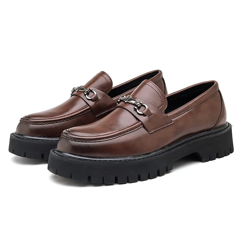 Guillermo | Mocasines de Cuero con Plataforma y Hebilla Metálica para Hombre