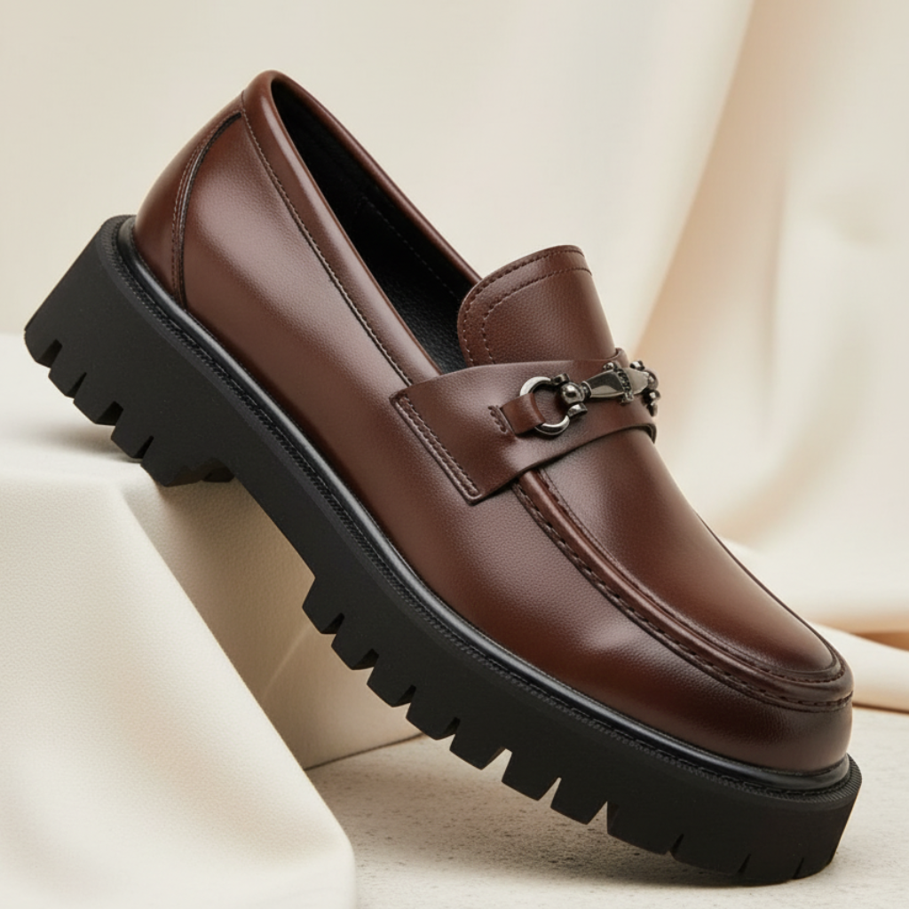 Guillermo | Mocasines de Cuero con Plataforma y Hebilla Metálica para Hombre