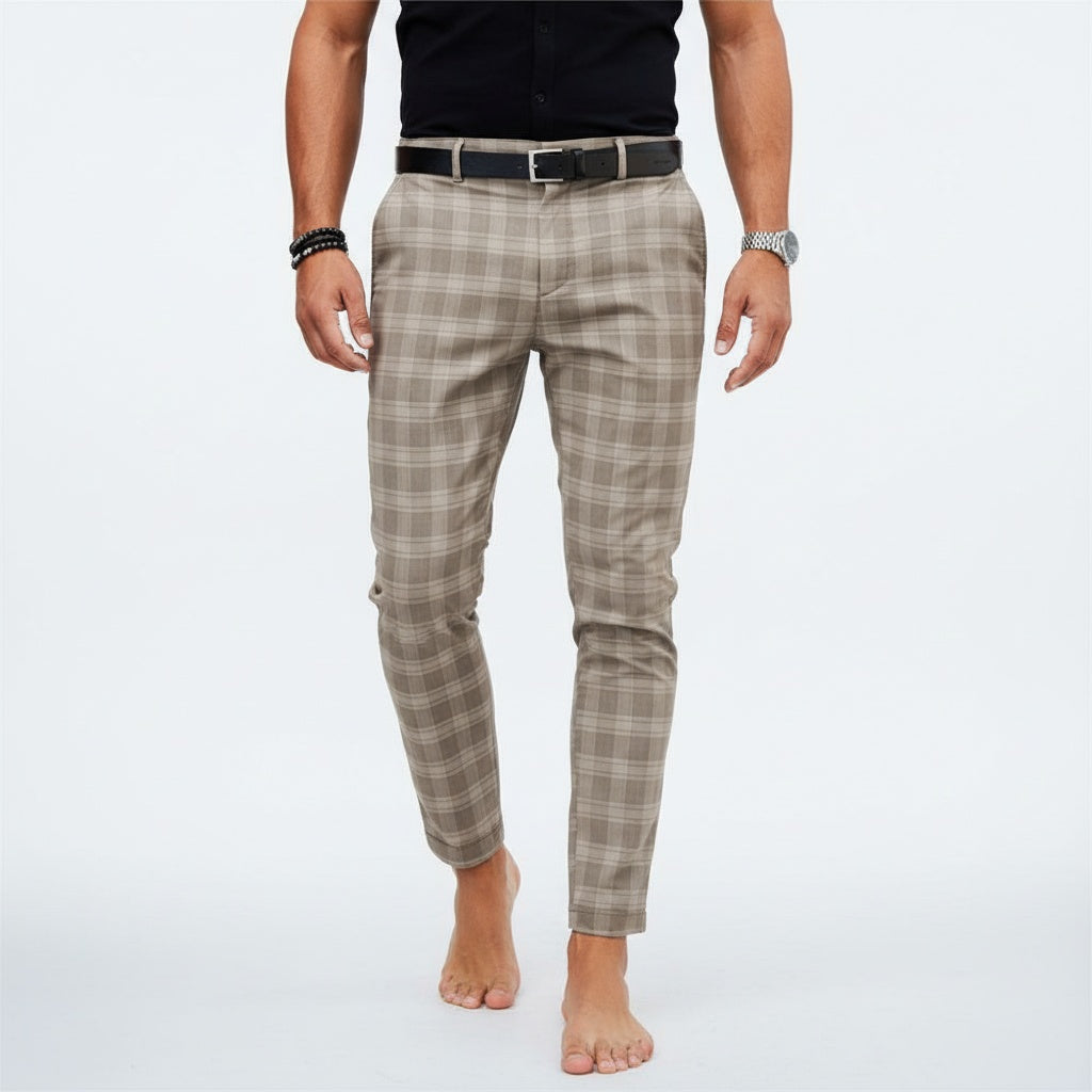 Pantalón Chino de Cuadros Slim Ajustado para Hombre