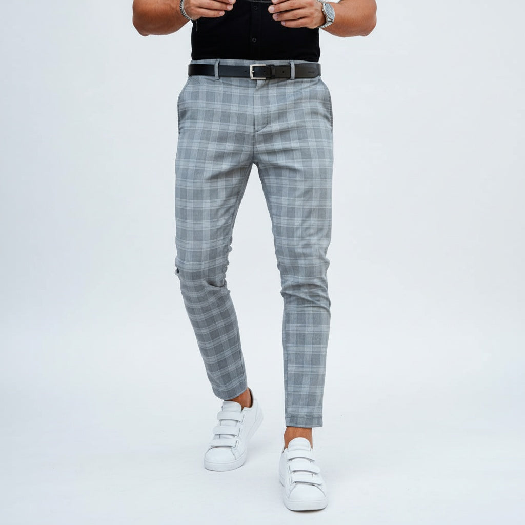 Pantalón Chino de Cuadros Slim Ajustado para Hombre