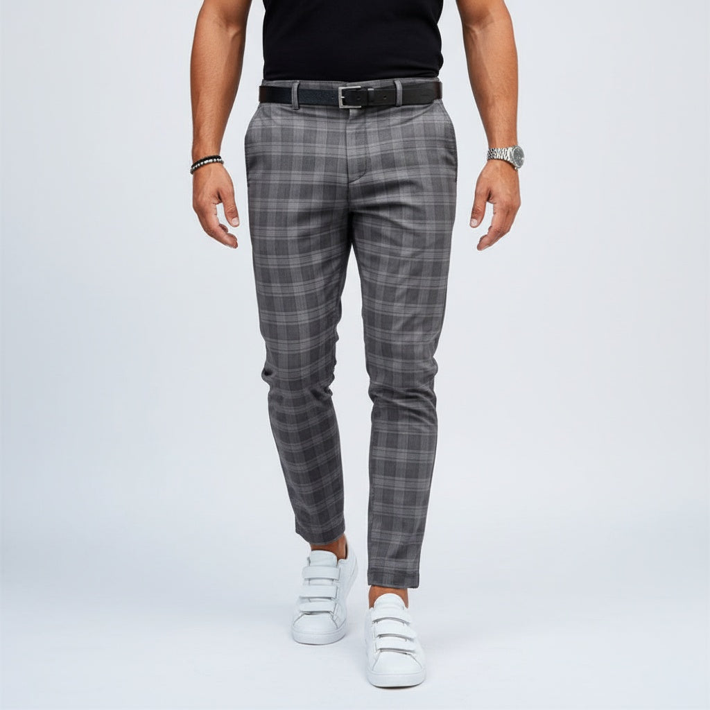 Pantalón Chino de Cuadros Slim Ajustado para Hombre