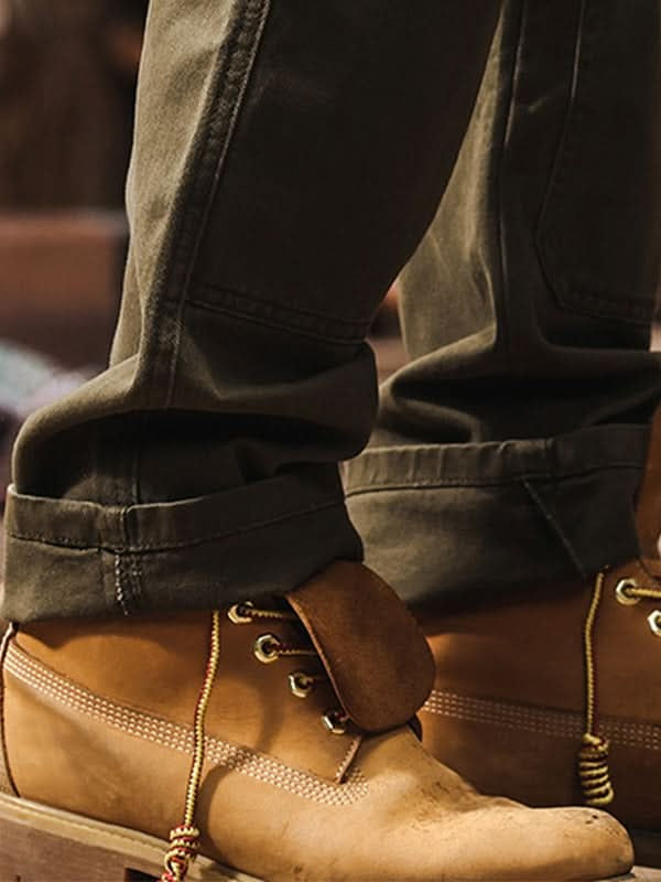 Pantalón de Trabajo Sarga de Algodón Pierna Recta para Hombre