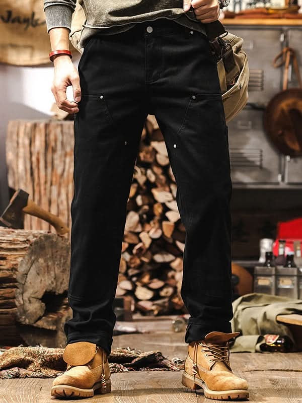 Pantalón de Trabajo Sarga de Algodón Pierna Recta para Hombre