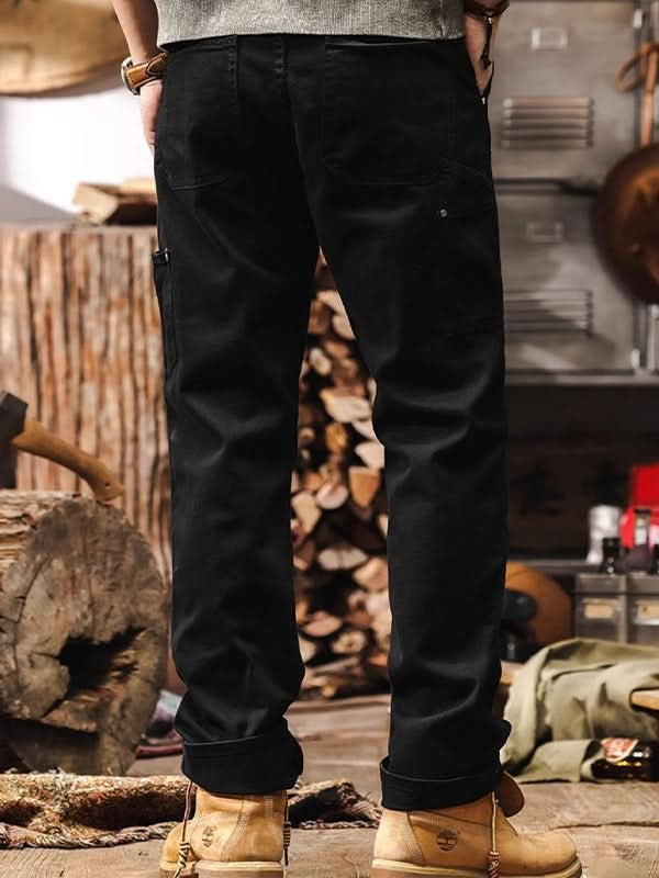Pantalón de Trabajo Sarga de Algodón Pierna Recta para Hombre