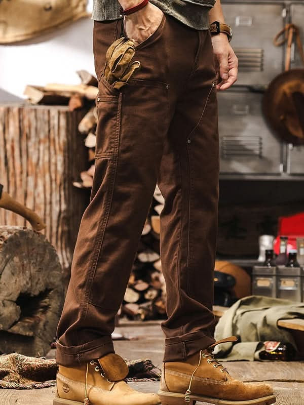 Pantalón de Trabajo Sarga de Algodón Pierna Recta para Hombre