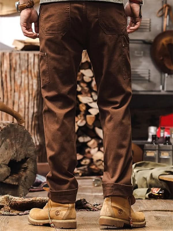 Pantalón de Trabajo Sarga de Algodón Pierna Recta para Hombre