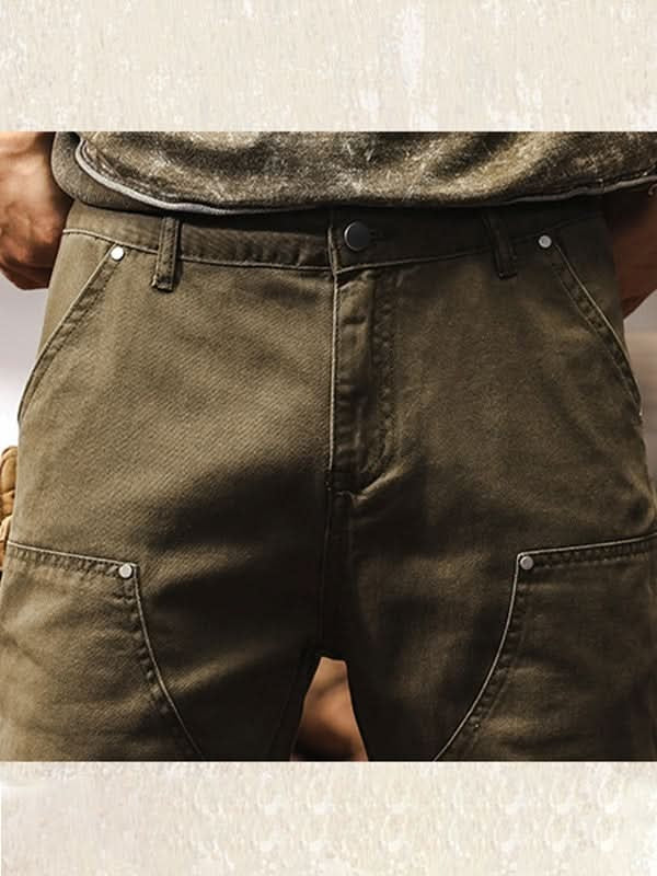 Pantalón de Trabajo Sarga de Algodón Pierna Recta para Hombre