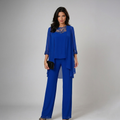 Lucia | Conjunto de Tres Piezas de Gasa con Pedrería y Pantalón Ancho