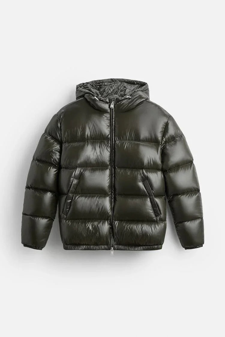 Chaqueta de Plumas Puffer con Capucha para Hombre