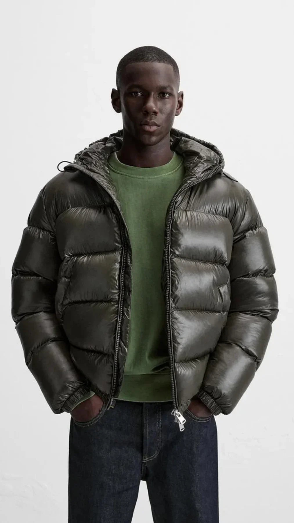 Chaqueta de Plumas Puffer con Capucha para Hombre