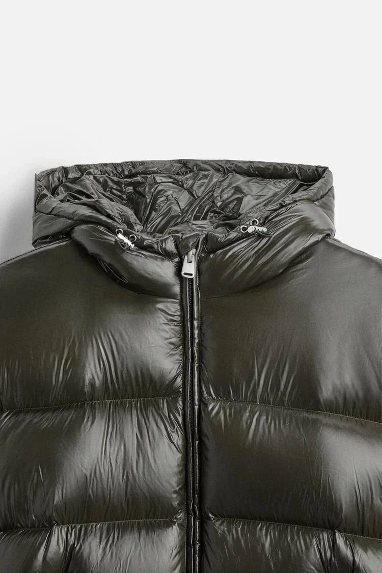 Chaqueta de Plumas Puffer con Capucha para Hombre