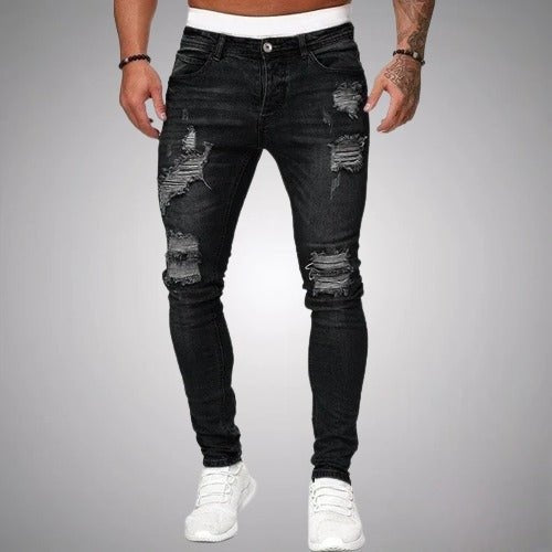 Jeans Skinny Rotos Efecto Desgastado para Hombre