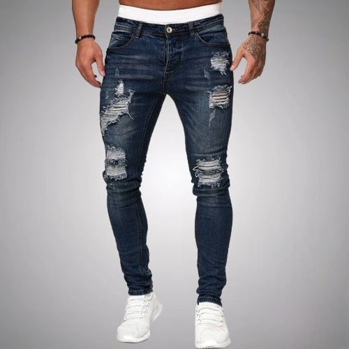 Jeans Skinny Rotos Efecto Desgastado para Hombre