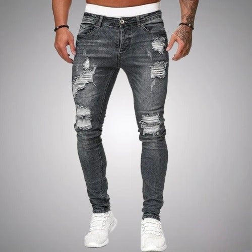 Jeans Skinny Rotos Efecto Desgastado para Hombre